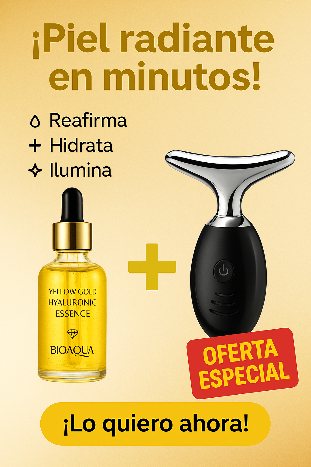 DÚO FACIAL REGENERADOR. Serum 24k + Masajeador Facial