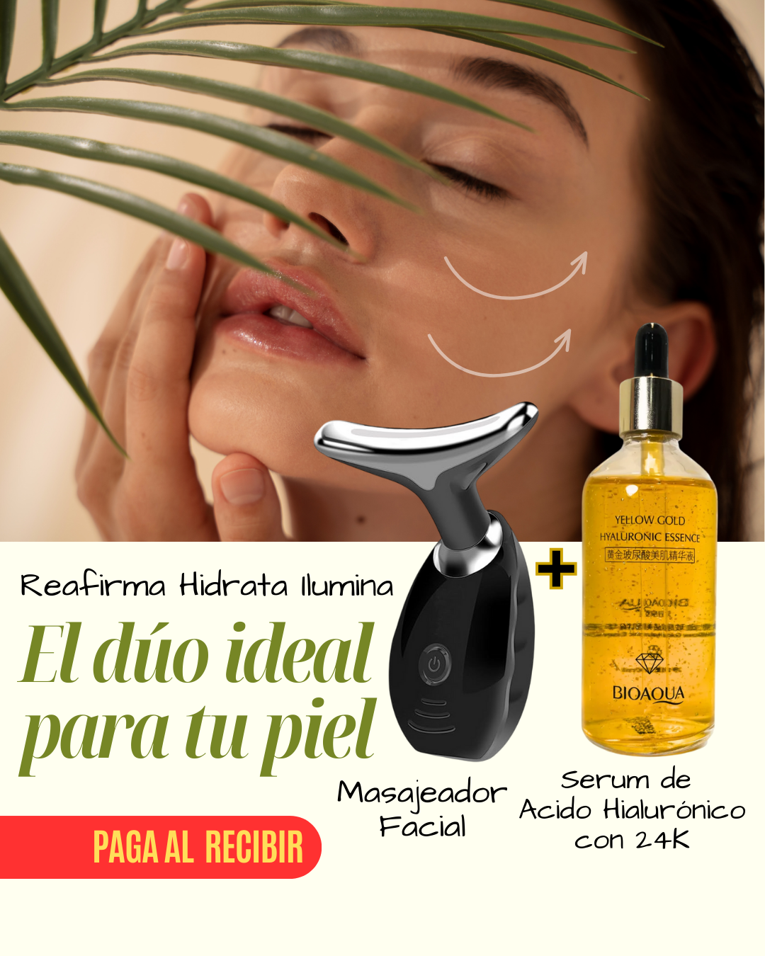 DÚO FACIAL REGENERADOR. Serum 24k + Masajeador Facial